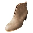 thumbnail image 3 of Juosiy Women's Short Ankle Boots Low Chunky Heel Western Breathable Leather Work Dreesy Booties, 3 of 6