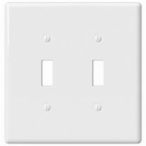 Metro White 2 Gang Ceramic Toggle Wall Plate