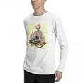 thumbnail image 5 of ALLNOB Men's Long Sleeve Round Neck T-Shirt with Floral Print White, 5 of 6