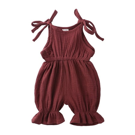 

RPVATI Baby Girls Solid Romper Infant Toddler Summer Romper Sleeveless Cotton Bowknot Bodysuit 3M-3T