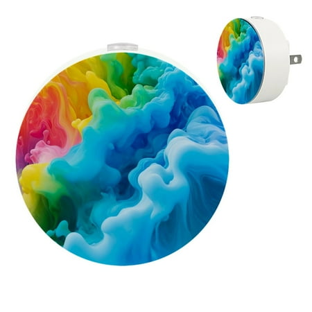 

YZUOUZY Night Lights Plug into Wall Night Lights Small Bedside Lamps Set of 2 Ink Drop Artwork Green Yellow Blue Pink