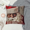 thumbnail image 2 of Qinduosi Red Merry Christmas Throw Pillow Cover Decorative Vintage Wood Background with Santa Clause is Coming to Town Pillow Cases Linen Inch Cushion Cover Home Decor for Sofa Couch, 2 of 5