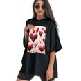 thumbnail image 3 of Plus Size Shirt for Women Black Tops for Women Short Sleeves Shirt for Women Heart T Shirt Crewneck Shirt for Women XL, 3 of 5