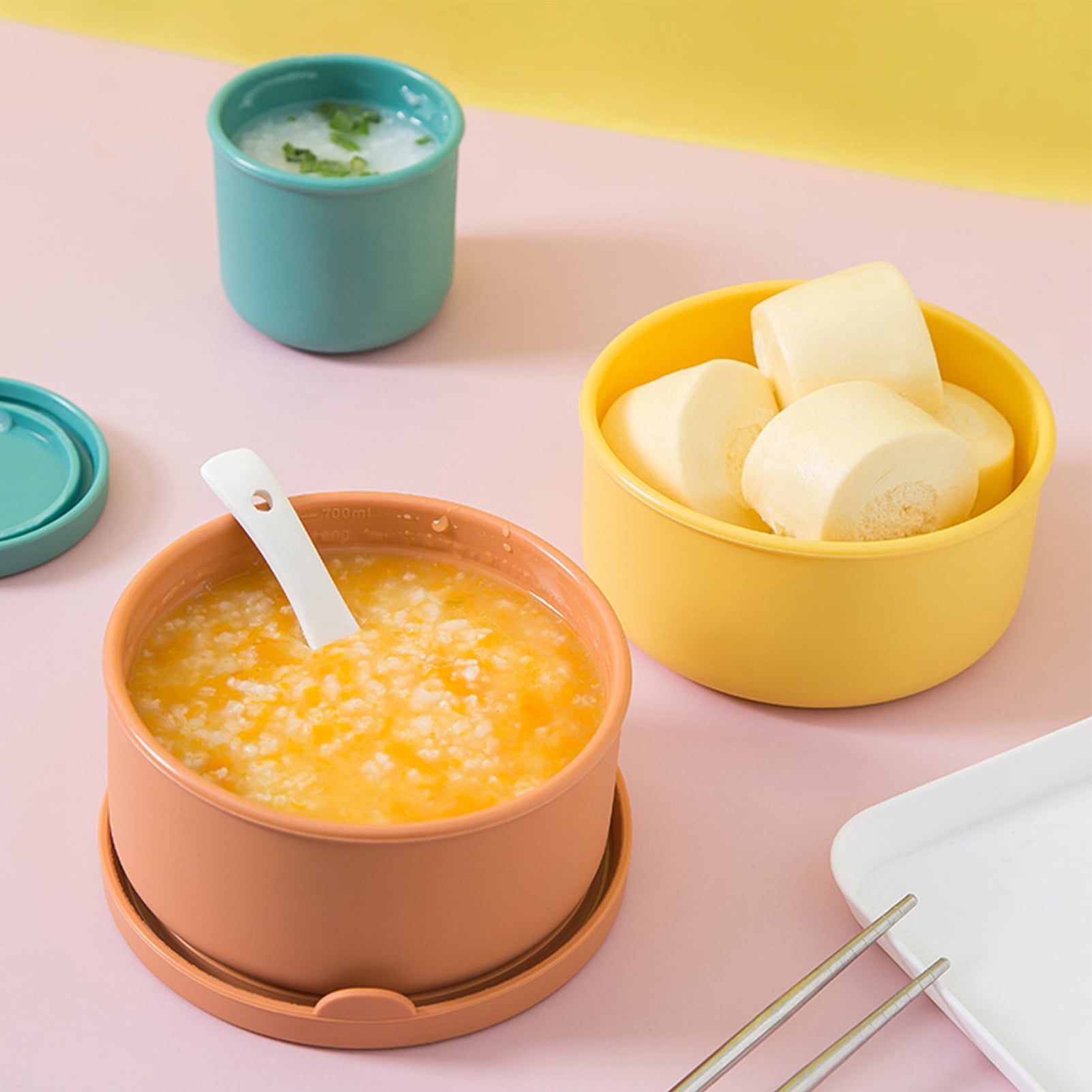 albest Reusable Lunch Box Heat Resistant Leak-proof Silicone 2 Count