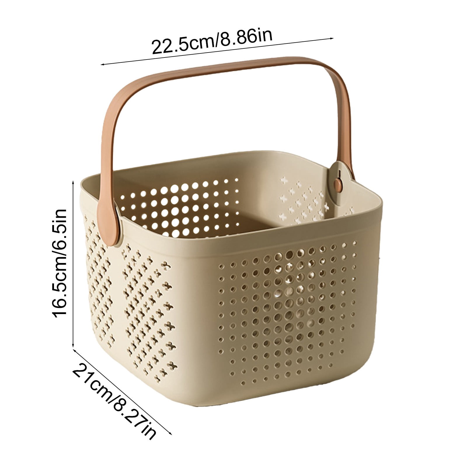 Luxury Handheld Bath Basket for Bathroom Wash and Storage Square Drainage Design with Handle for Shower Spa Organization Holds Shampoo Soap Lotion Cosmetics