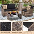 thumbnail image 3 of 4 Pieces Patio Conversation Set, Outdoor Furniture Set with Cushion, Outside Sectional Rattan Wicker Sofa for Garden, Porch, Backyard, Black, 3 of 9