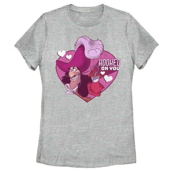 Women's Peter Pan Captain Hook Hooked on You  Graphic Tee Athletic Heather Small