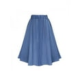 thumbnail image 4 of Women's All-match A-line High Waist Mid-length Casual Denim Skirt With Elastic Waist Knee Length, 4 of 5