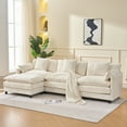 thumbnail image 5 of Newest 108" L-Shaped Chenille Sectional Sofa, Beige 3-Seat Modular Cloud Couch with Ottoman & Pillows for Living Room, 5 of 10