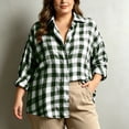 thumbnail image 6 of Warop Plaid Shirt for Women Fall Long Sleeve Blouses Button Down Lapel Tops Business Dressy Casual Work Outfits Clothes, 6 of 9