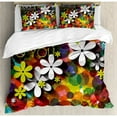 thumbnail image 3 of Birthday Duvet Cover Set Twin Size, Vibrant Composition of Flowers Daisies Polka Dots Joyful Wish Feminine Design, Decorative 2 Piece Bedding Set with 1 Pillow Sham, Multicolor, by Ambesonne, 3 of 3