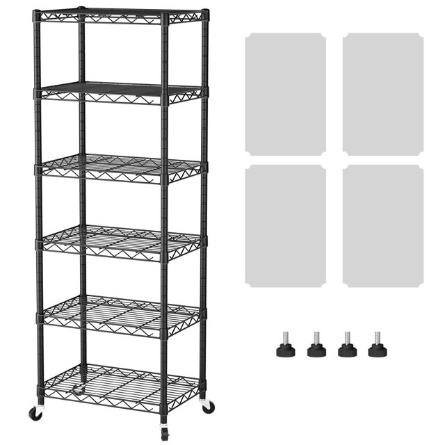 Estantería organizadora metálica de 6 niveles SINGAYE 44 x 30 x 156 cm, negra