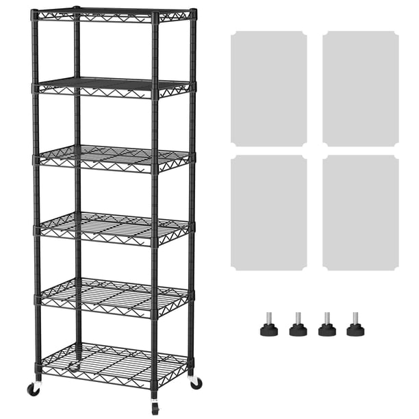 Estantería organizadora metálica de 6 niveles SINGAYE 44 x 30 x 156 cm, negra