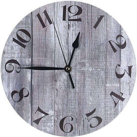 ALmi Wall Clock Silent Tuscan Style Gray Wall Clock, 14-inch Round Wall ...