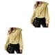 thumbnail image 3 of Guardurnaity Blusa de mujer de Color sólido de estilo informal, camisa ajustada para niña, fiesta, banquete, manga larga, cuello redondo, ropa Amarillo 2piezas, 3 of 6