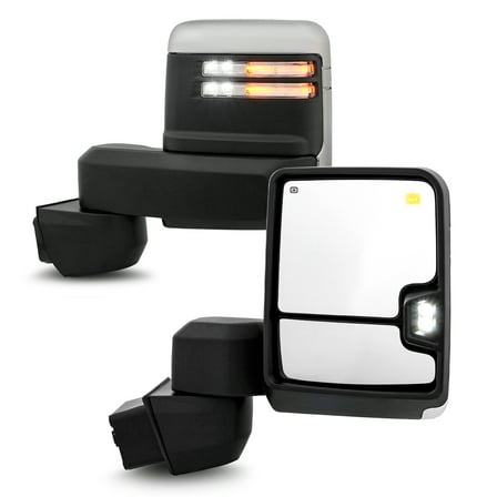 AKKON - Fit 2019-2023 Chevy Silverado/ GMC Sierra 2500HD 3500HD Towing Mirror Power Heated Turn Signal Bling Spot Light Temp Sensor Chrome