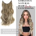 thumbnail image 3 of GFDYREE Invisible Wire Hair Extensions, Light Brown Ash Blonde Highlight Hair Extensions with Adjustable Size 4 Secure Clips, 20 Inch Wavy Hair Pieces for Women, 3 of 6