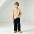 thumbnail image 6 of Qiyinn Boys' Fashion Solid Color Knitted Half Zipper Shoulder Insert Long Sleeve Sweater Half High Collar Top | Kids Boys Girls Casual Top Daily Wear School Comfortable Outfit, 6 of 8