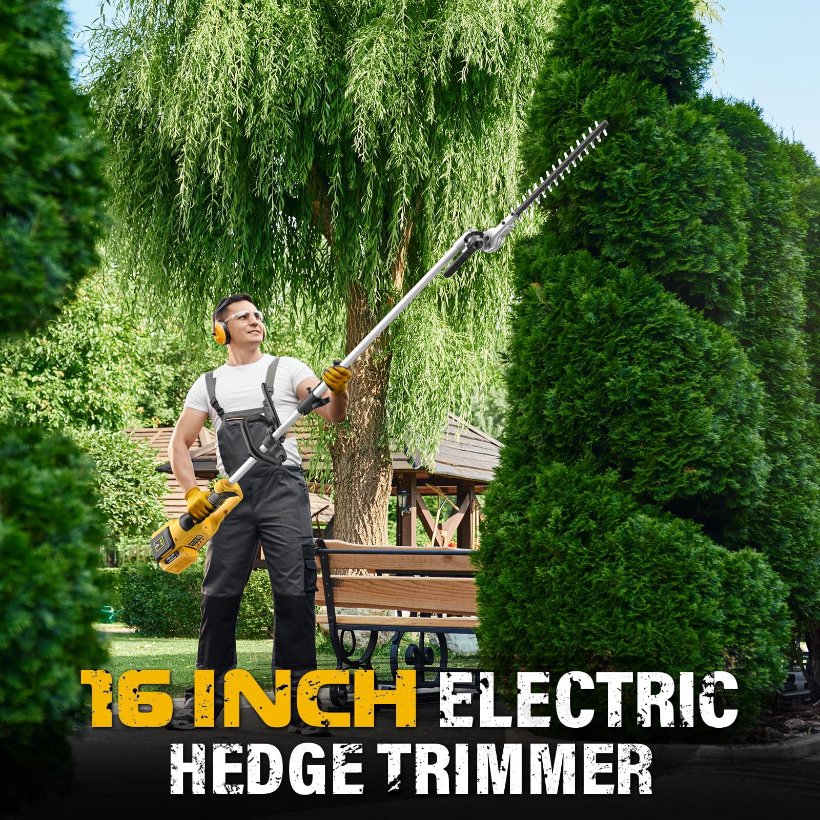 ZEGJAW 40V Cordless Weed Wacker, 8" Electric Pole Saw, Hedge Trimmer and Brush Cutter, 4-in-1 Multi Garden Tools with 2 * 20V 4Ah Battery and 1*Charger