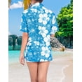 thumbnail image 2 of HAPPY BAY Hawaiian Shirts Womens Floral Summer Beach Party Blouse Shirt TShirts Button up Short Sleeve Vacation Dress Shirts Blouses for Women XXL All Hibiscus, Turquoise, 2 of 6