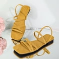 thumbnail image 4 of Xfvqtps Women Strappy Sandals Flat Slip on Open Square Toe Crisscross Summer Sandals Casual Shoes Walking Sandals, 4 of 9