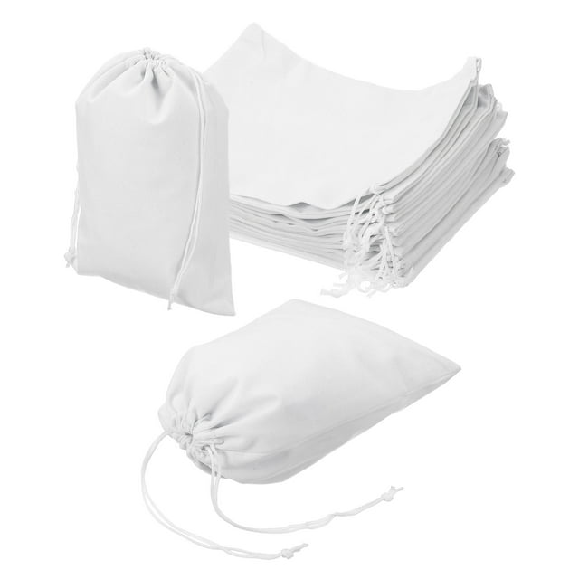 Uxcell 12 Pcs Bolsa de Terciopelo con Cierre de Cordón, 6.7 x 9 Pulgadas Bolsas de Regalo de Terciopelo para Fiestas de Boda, Empaquetado y Almacenamiento de Joyas, Blanco