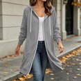 thumbnail image 5 of yillto Womens Long Jacket Hoodie Sweatshirts Full Zip up Comfy Warm Fashion Fall Casual Coats with Pockets, 5 of 7