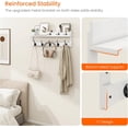 thumbnail image 4 of Coat Rack Wall Mount with Hooks and Mail Holder, Entryway Floating Shelf with Key Hooks, Hanging Coat Hanger for Entry, Bathroom, Hallway, Bedroom, White, 4 of 14