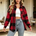 thumbnail image 4 of Akmaiox Plaid Flannel Shirts for Women,Dressy Casual Long Sleeve Lapel Button Down Shirts,Fitted Women's Plus Size Business Work Blouses,Red L, 4 of 7