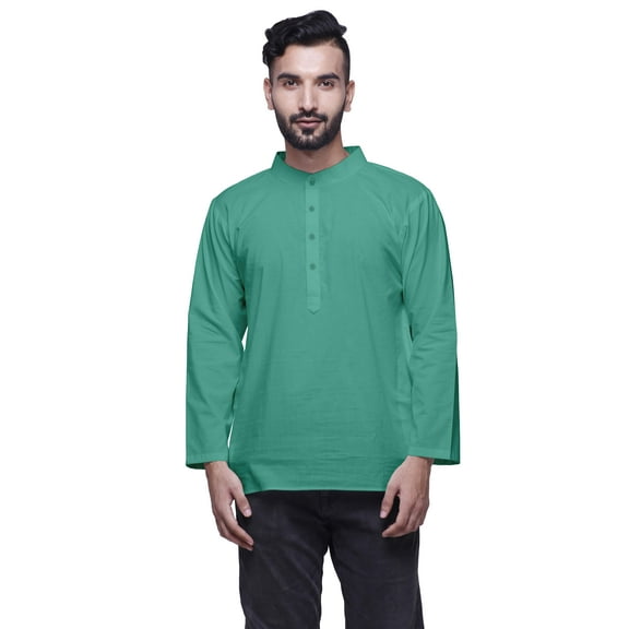 Atasi Mens Kurta Shirt Solid Mandarin Collar Kurta For Boys Short Kurta