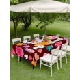 thumbnail image 4 of Outdoor Tablecloth with Umbrella Hole for Patio/Picnic/Party/Camping, Pink Flowers Waterproof Table Cloth Rectangle Table Cover Washable, Spring Watercolor Love Heart Floral Brown (60"x 120"), 4 of 9