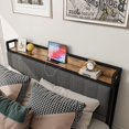 thumbnail image 5 of Full Size Bed Frame with Charging Station and Upholstered Storage Headboard, Metal Platform Bed with Under Bed Storage, No Box Spring Needed, Noise Free, Easy Assembly (Dark Grey, Full), 5 of 9