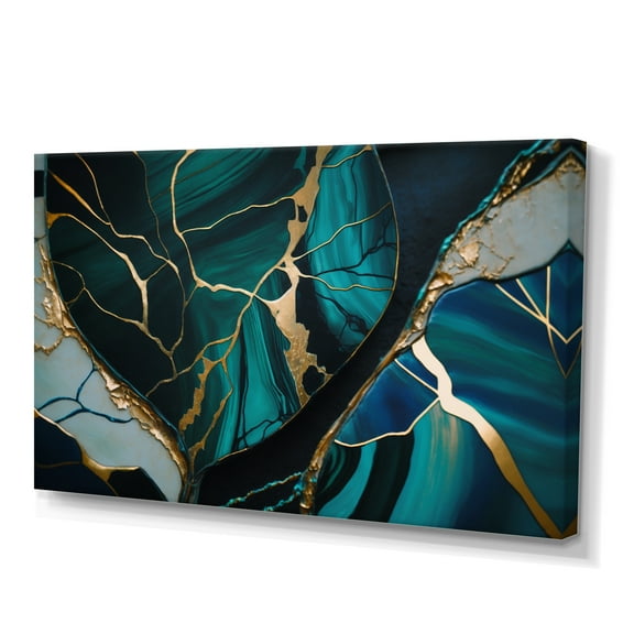 Designart Abstract Geode Green I Canvas Wall Art