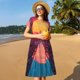 thumbnail image 4 of Disketp Neon Sunset Cyberpunk Cityscape para Vestido de Manga Corta para Mujeres, Vestidos de Verano para Mujeres, Casual y Holgado para la Playa, 4 of 6