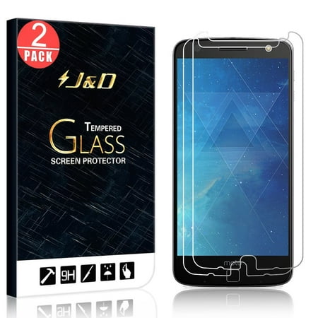 [2-Pack] Moto Z Droid Screen Protector, J&D Glass Screen Protector [Tempered Glass] HD Clear Ballistic Glass Screen Protector for Motorola Moto Z Droid - Protect Screen from Drop and Scratch