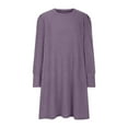 thumbnail image 6 of Kmdttou Women's Summer Fashion Solid Color Round Neck Knit Dress Puff Long Sleeve Dress Long With Pocket,Fashionable Casual Dresses for Women 2025, 6 of 9