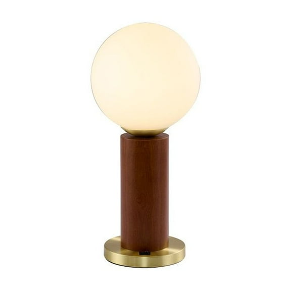 Bethel International Table Lamp in Dark Oak & Satin Brass Color