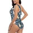 thumbnail image 5 of Yiaed Cute Rabbit Floral Print Women One Piece Swimsuits Tummy Control One Shoulder Bathing Suits Pattern Ruffle Swimwear-Small, 5 of 8