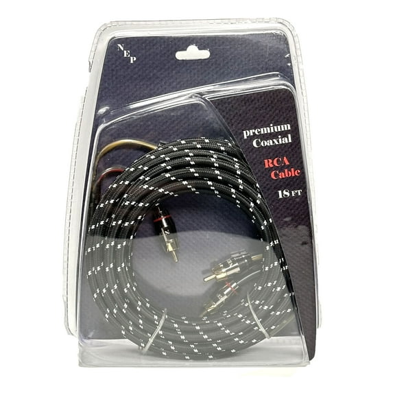 NEP Audio 2 Channel 18 ft RCA Cables Triple Shield Nylon Coated 18'
