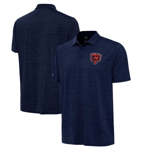 Men's Antigua Heather Navy Chicago Bears Bear Logo Layout Polo