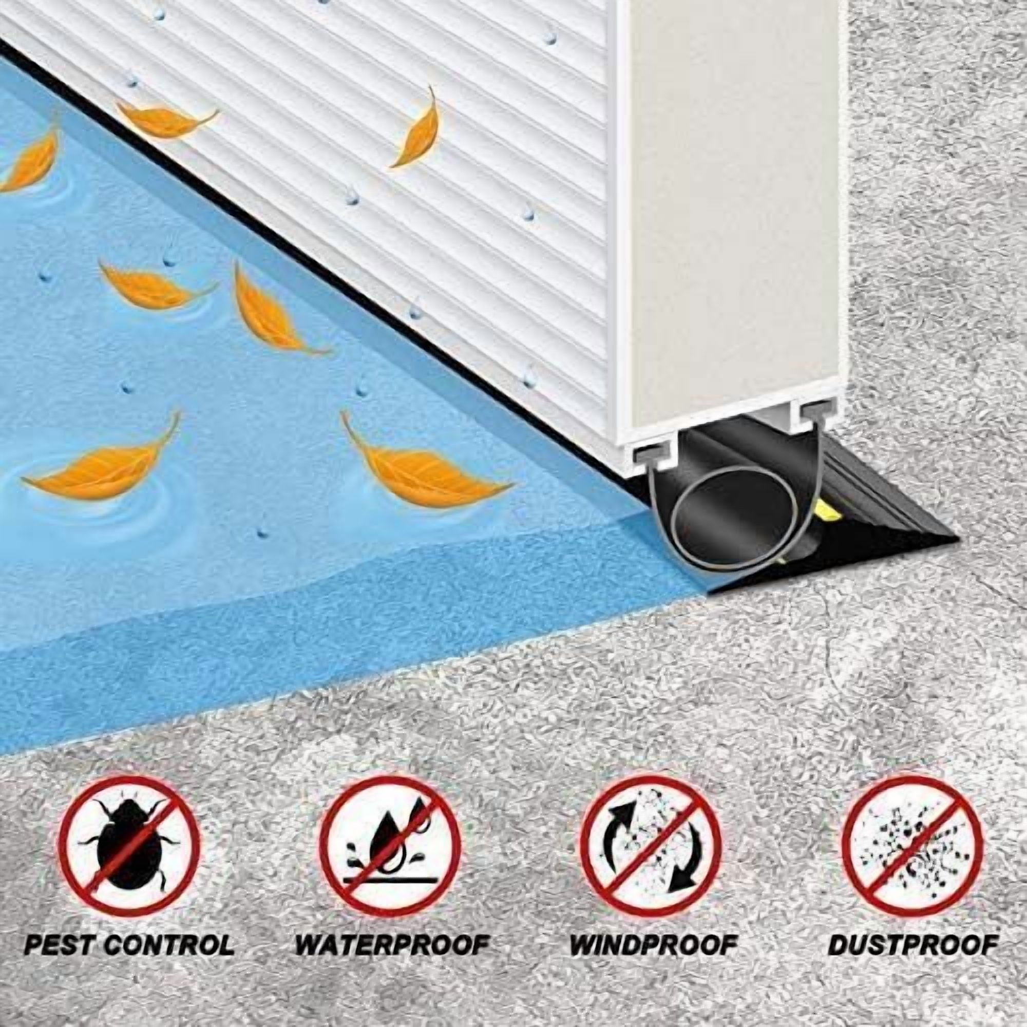 DENEST 20ft Garage Door Threshold Seal Strip - Durable Rubber Weather Stripping for Underground Garages
