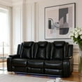 thumbnail image 2 of Gewnee Power Sofa Recliner Chair with 3 Recliners ,Home Theater Seating with Wireless Chargers,LED Lights and Hidden Arm Storage,Black, 2 of 12