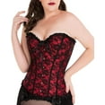 thumbnail image 5 of VASLANDA Women's Lace up Boned Plus Size Overbust Corset Bustier Top with G-String, 5 of 6