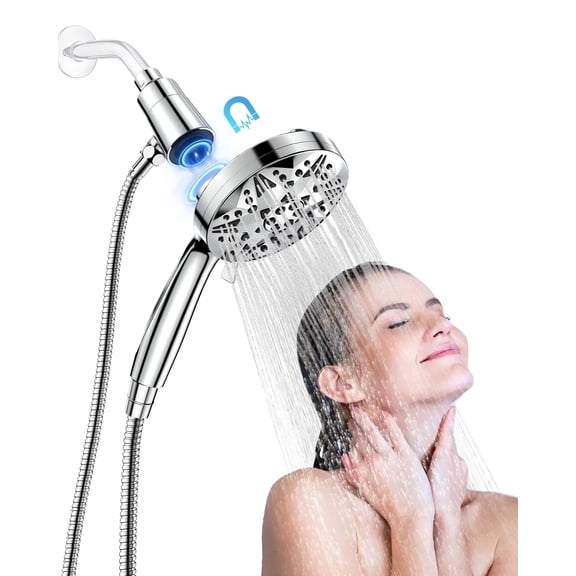Hodvit Handheld Showerhead w/ Magnetic Docking Brackets,High Pressure 10 Spray Modes Shower Head,New