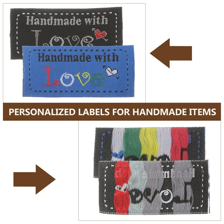 100pcs Handmade with Love Tags Sew in Labels Crochet Supplies Personalized Sewing Labels, Size: 18x10x3CM