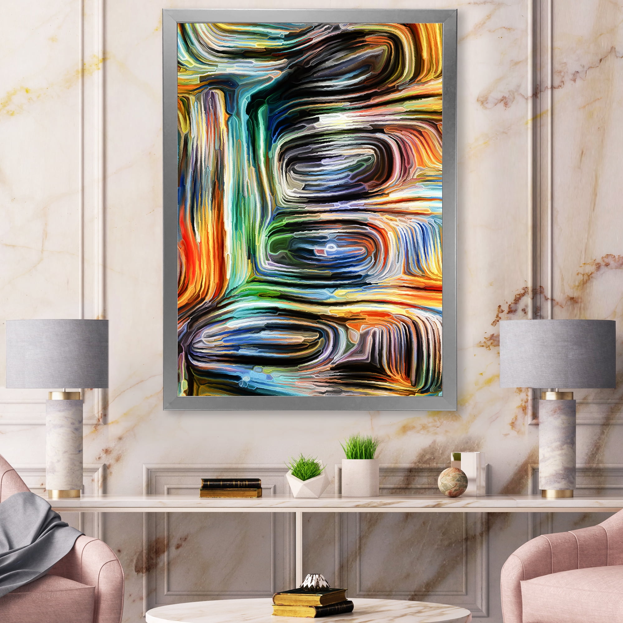 Designart 'Colour Spiral Fusion VII' Modern Framed Art Print