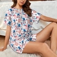 thumbnail image 4 of Balery American Gnomes Conjunto de Pijama para Mujer con Estampado, Dos Piezas de Manga Corta y Shorts, Ropa de Dormir Suave con Cuello Redondo y Bolsillos-Small, 4 of 6