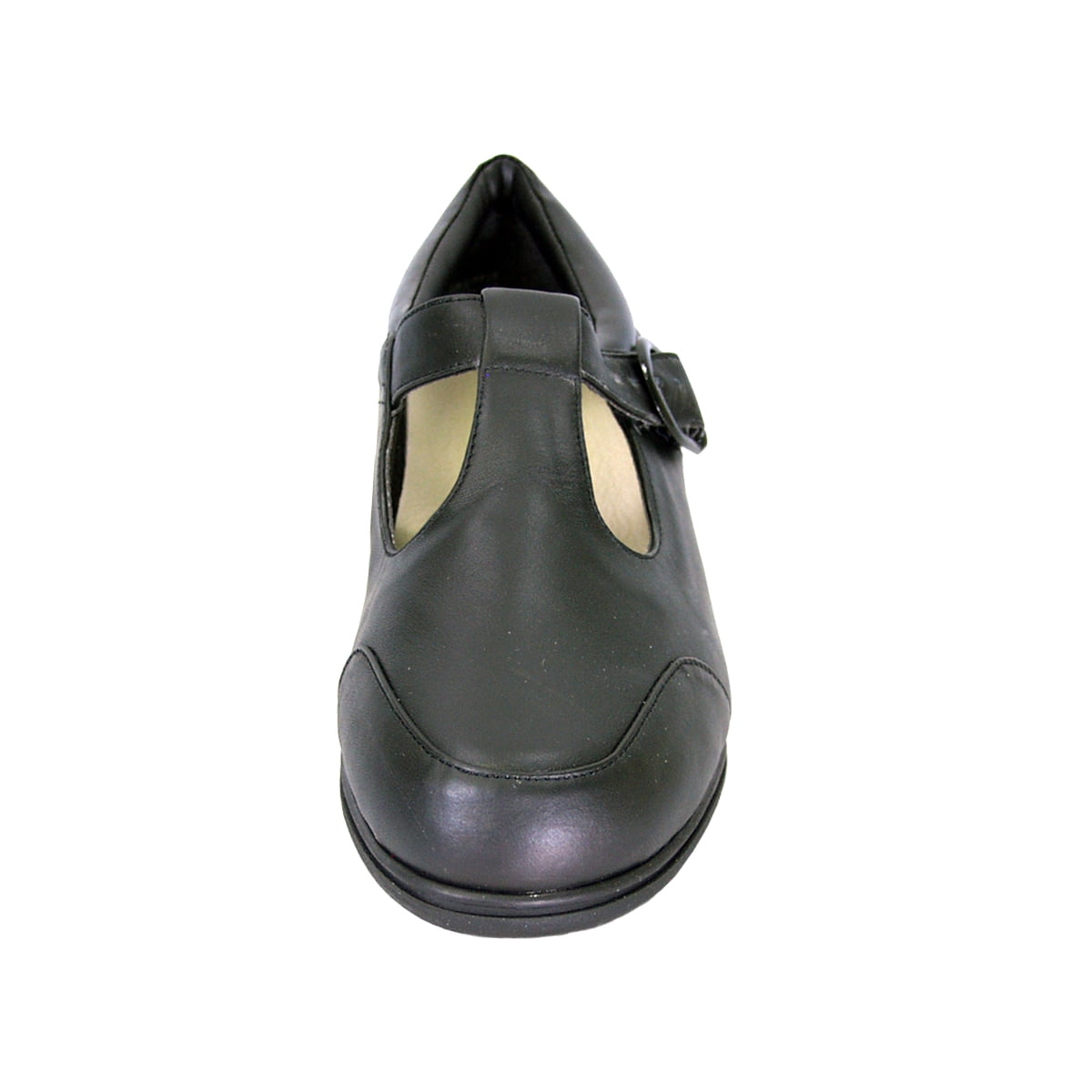 24 HOUR COMFORT Aileen Wide Width Classic Leather Comfort Slip On Shoes with Buckle BLACK 10
