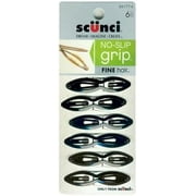Scunci No-Slip Grip Fine Hair Double Oval Snap Clips 6 ea