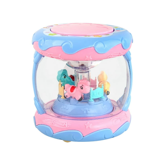 Instrument de Tambour Électronique Bleu avec Base à Poulies Jouet Musical pour Enfants de 1 2 3 Ans Stimulation Sensorielle